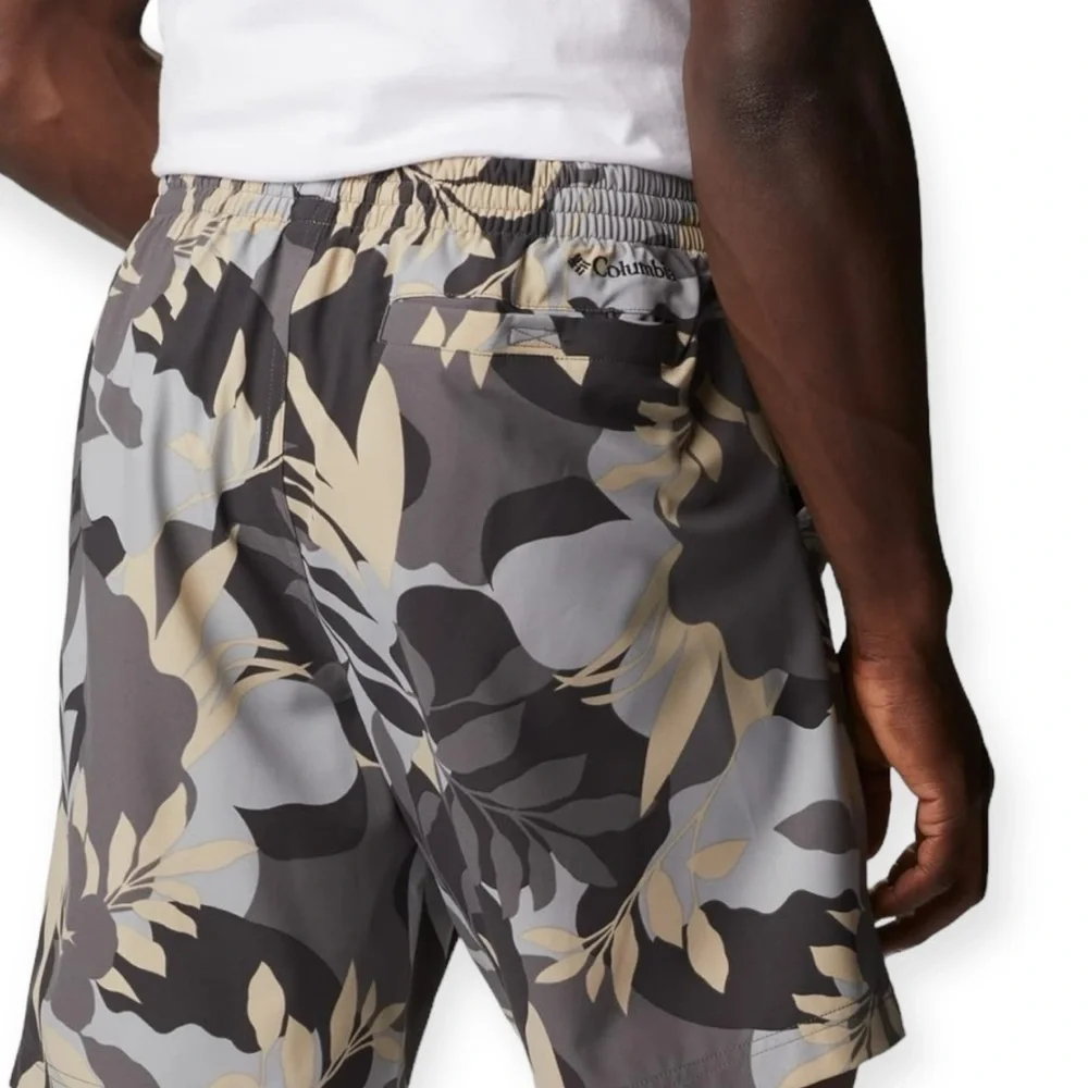 NWT Columbia Men's Summertide Stretch Printed Short, City Grey Floriated, XL